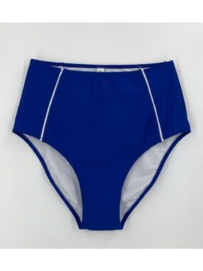Cupshe High Rise Bikini Bottoms Blue XL Swim High Waisted NWT